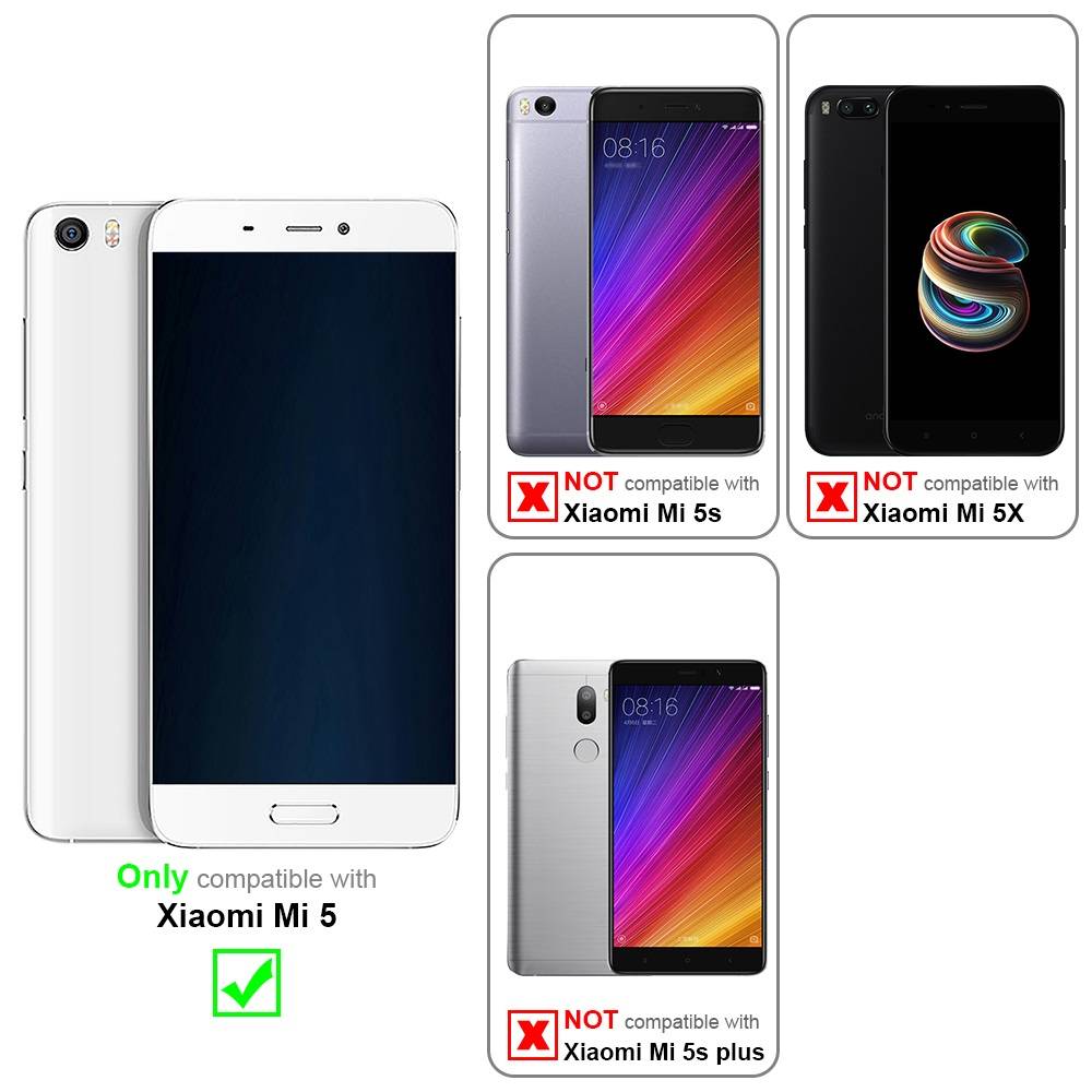 Cadorabo Hülle für Xiaomi Mi 5 Schutzhülle in Grau Handy Hülle Etui Book Case Cover