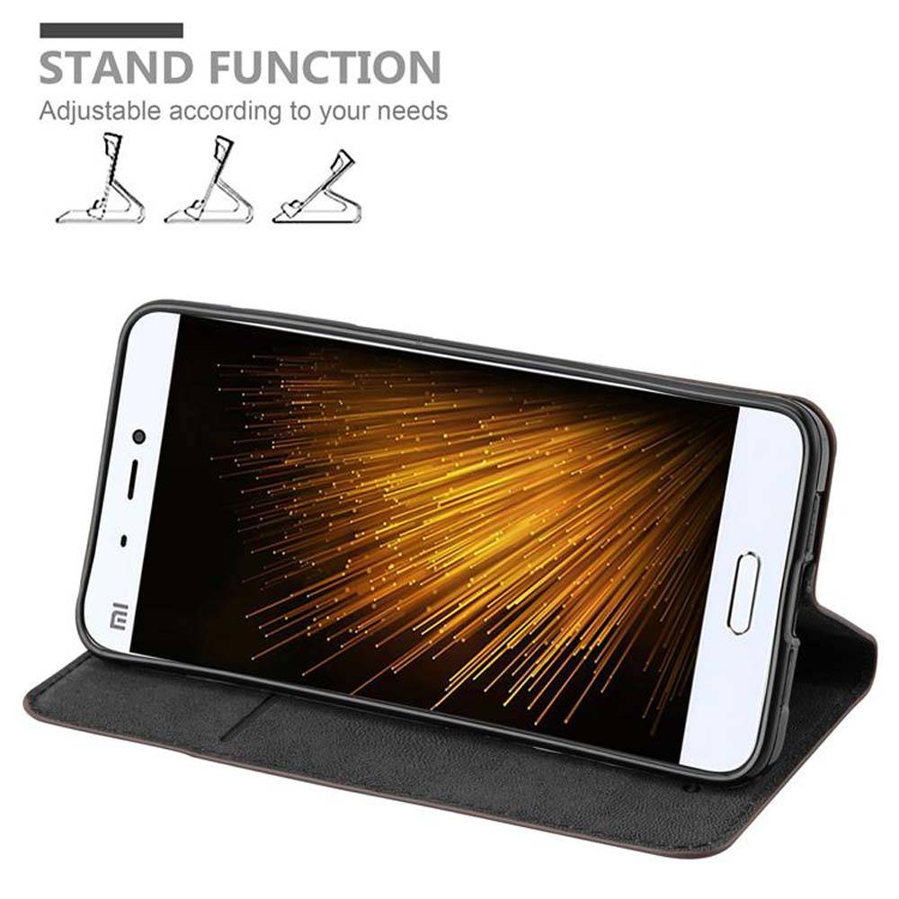 Cadorabo Hülle für Xiaomi Mi 5 Schutz Hülle in Braun Handyhülle Etui Case Cover Magnetverschluss
