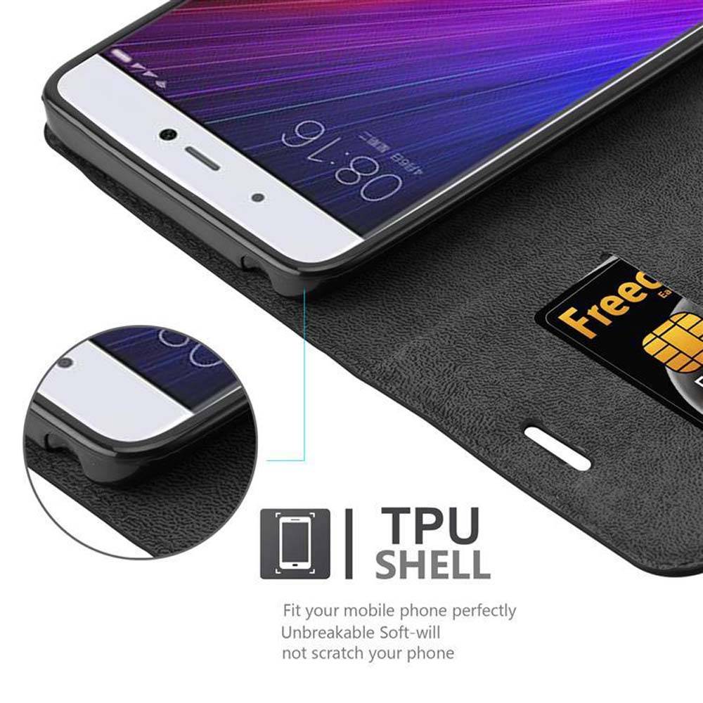 Cadorabo Hülle für Xiaomi Mi 5s Schutz Hülle in Schwarz Handyhülle Etui Case Cover Magnetverschluss