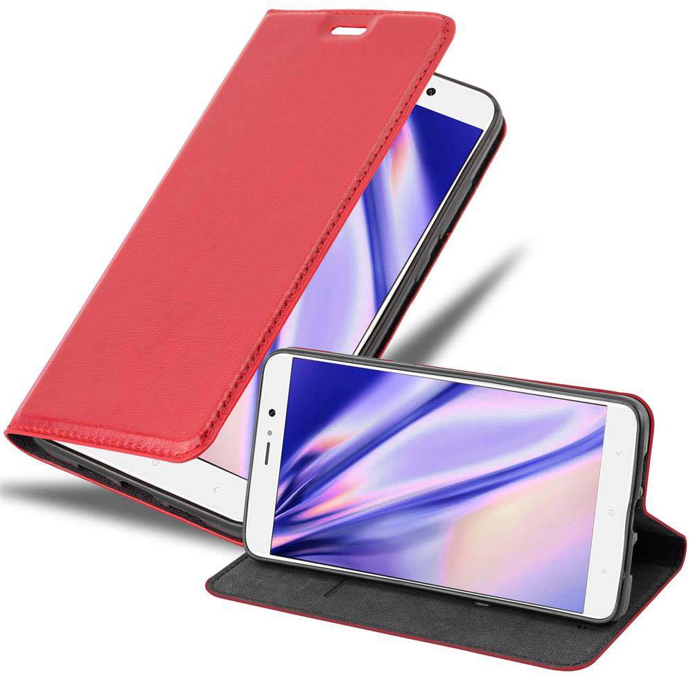 Cadorabo Hülle für Xiaomi Mi 5s PLUS Schutz Hülle in Rot Handyhülle Etui Case Cover Magnetverschluss