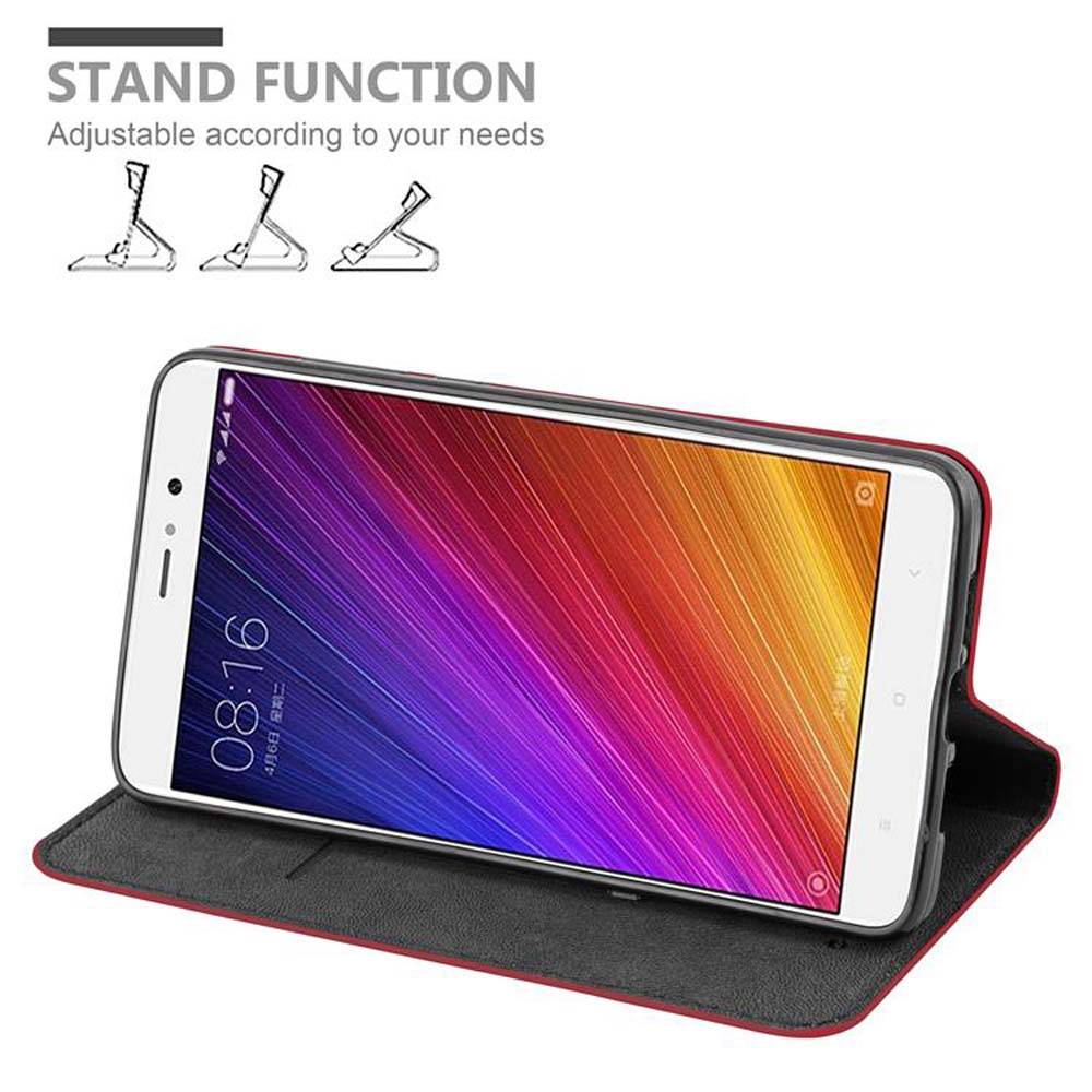 Cadorabo Hülle für Xiaomi Mi 5s PLUS Schutz Hülle in Rot Handyhülle Etui Case Cover Magnetverschluss