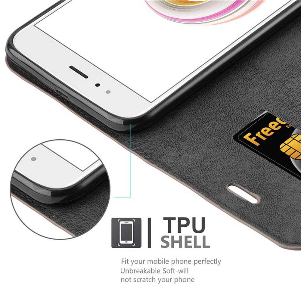 Cadorabo Hülle für Xiaomi Mi A1 / Mi 5X Schutz Hülle in Braun Handyhülle Etui Case Cover Magnetverschluss