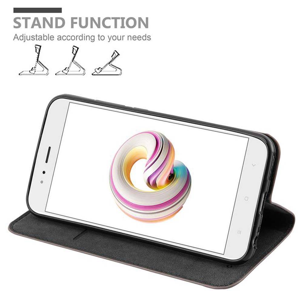 Cadorabo Hülle für Xiaomi Mi A1 / Mi 5X Schutz Hülle in Braun Handyhülle Etui Case Cover Magnetverschluss