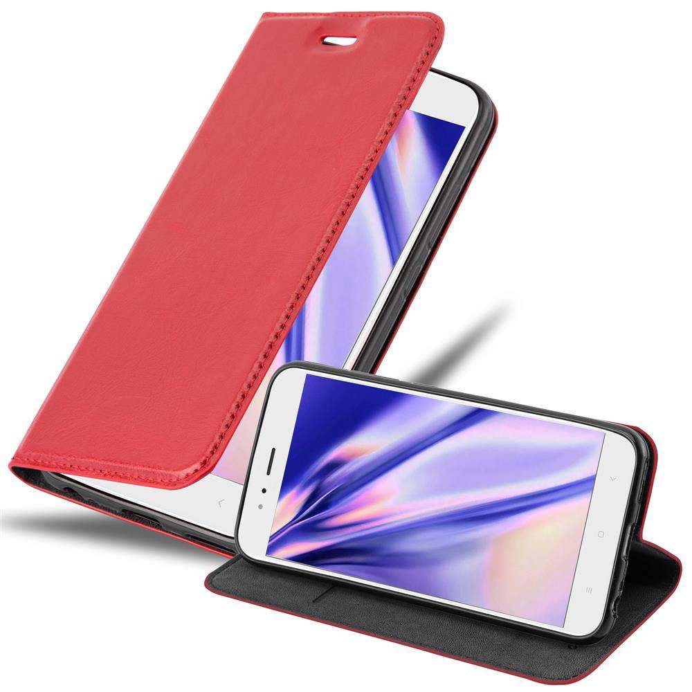 Cadorabo Hülle für Xiaomi Mi A1 / Mi 5X Schutz Hülle in Rot Handyhülle Etui Case Cover Magnetverschluss