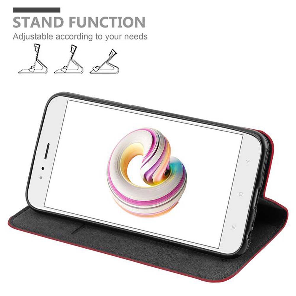 Cadorabo Hülle für Xiaomi Mi A1 / Mi 5X Schutz Hülle in Rot Handyhülle Etui Case Cover Magnetverschluss