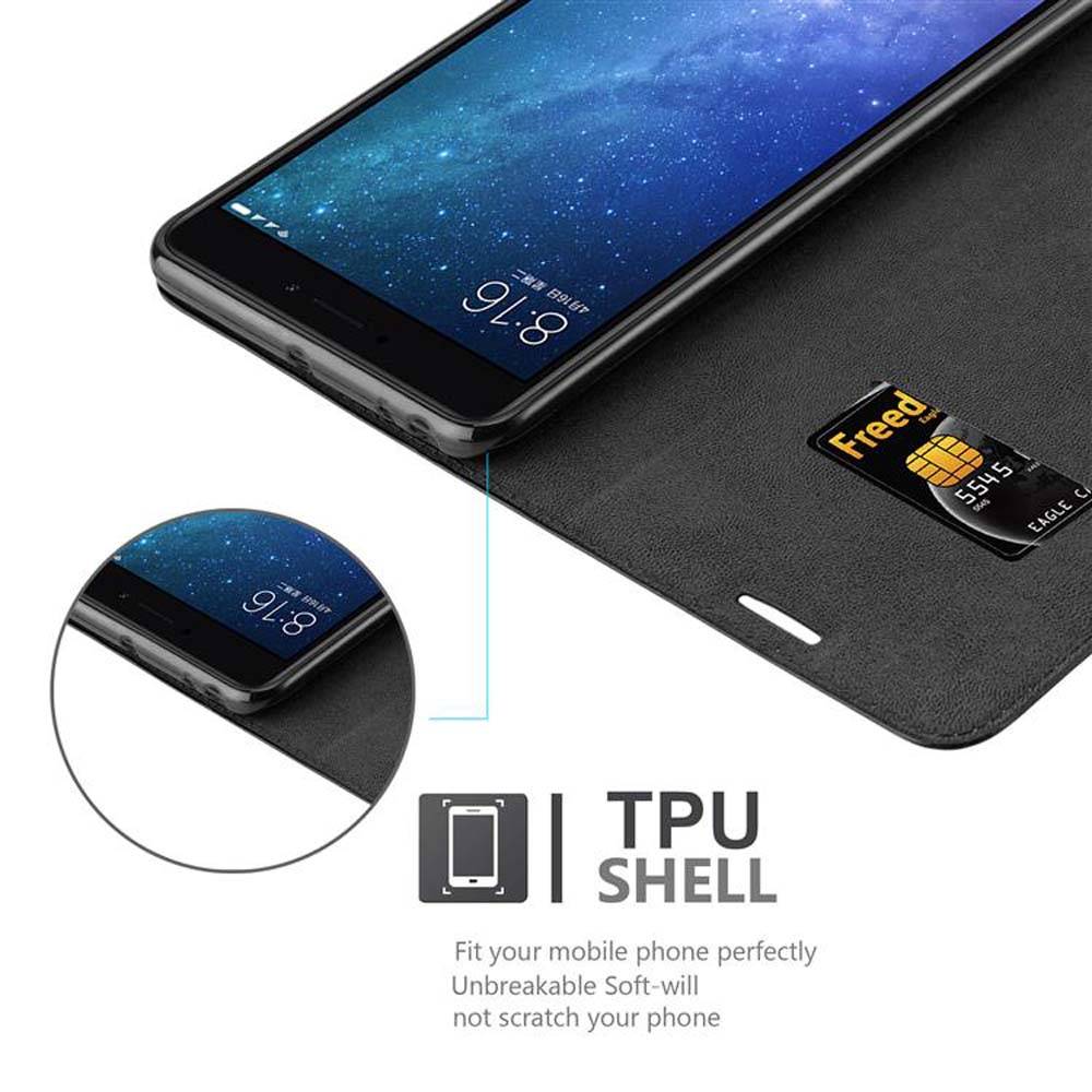 Cadorabo Hülle für Xiaomi Mi MAX 2 Schutz Hülle in Schwarz Handyhülle Etui Case Cover Magnetverschluss
