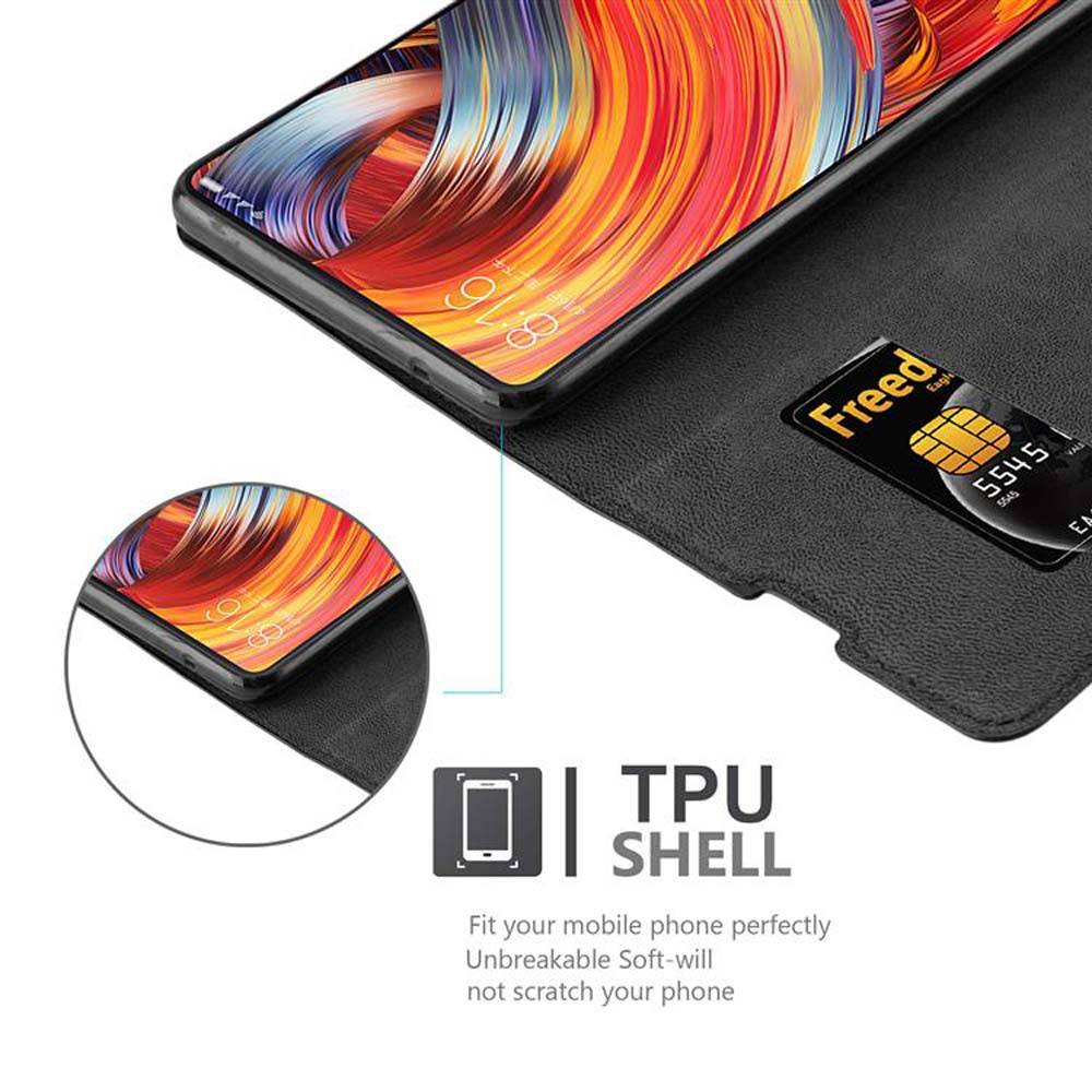 Cadorabo Hülle für Xiaomi Mi MIX 2 Schutz Hülle in Schwarz Handyhülle Etui Case Cover Magnetverschluss