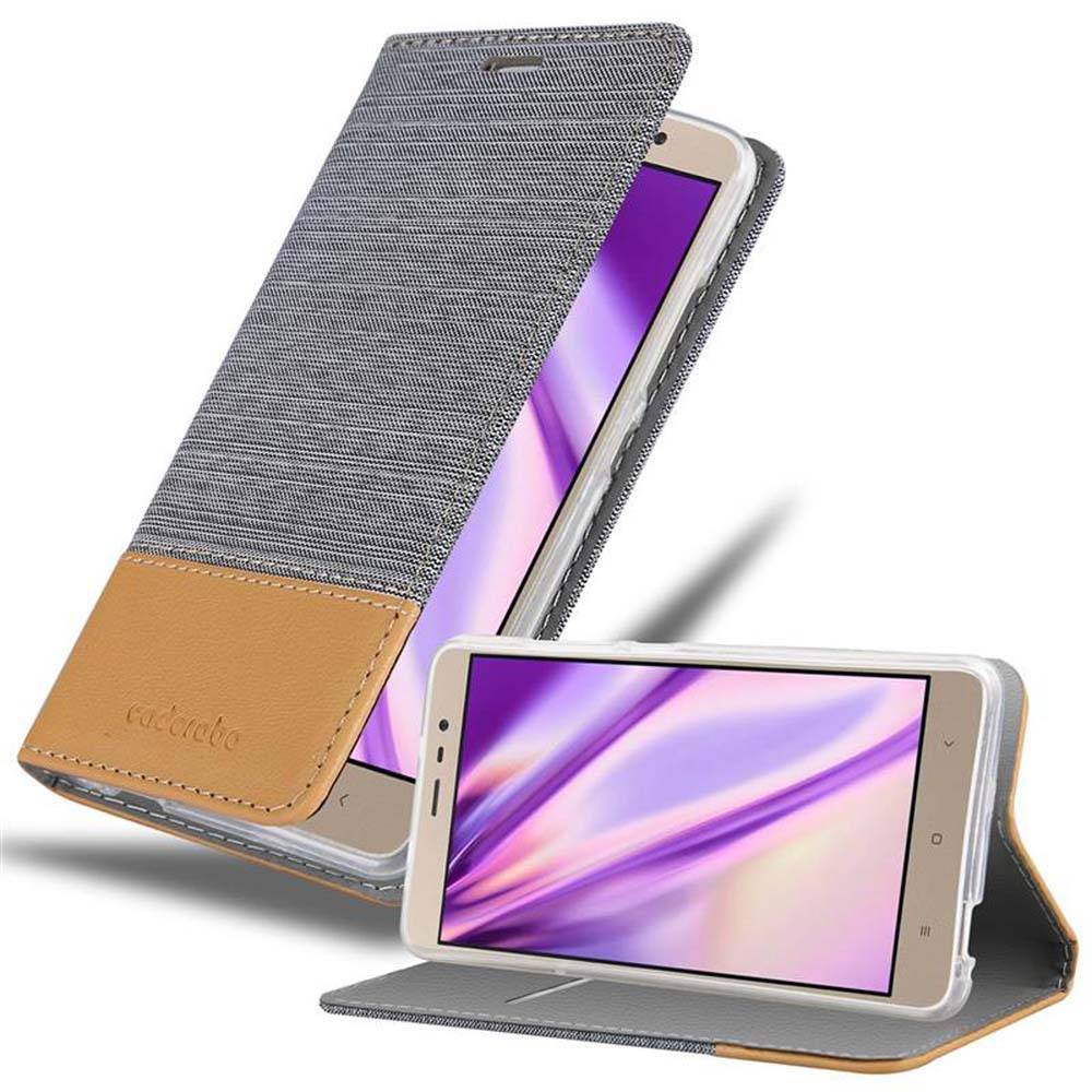 Cadorabo Hülle für Xiaomi RedMi NOTE 3 Schutzhülle in Grau Handy Hülle Etui Book Case Cover