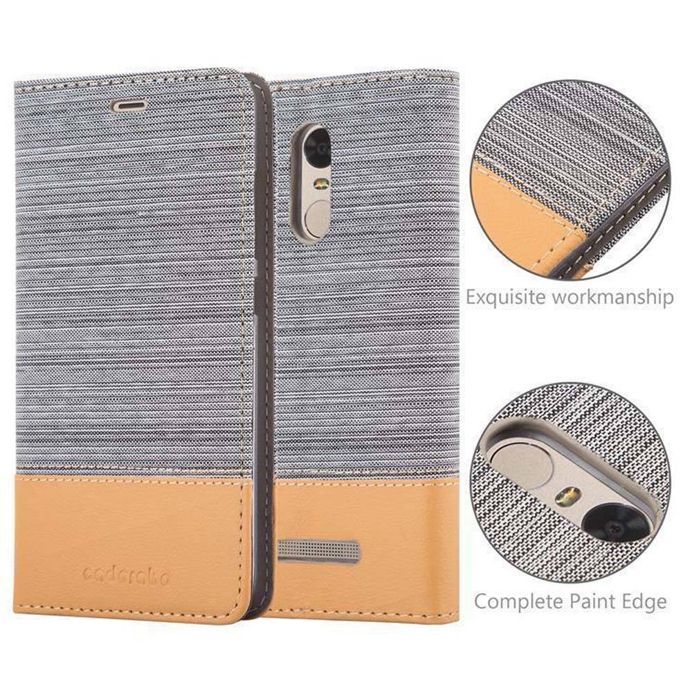 Cadorabo Hülle für Xiaomi RedMi NOTE 3 Schutzhülle in Grau Handy Hülle Etui Book Case Cover