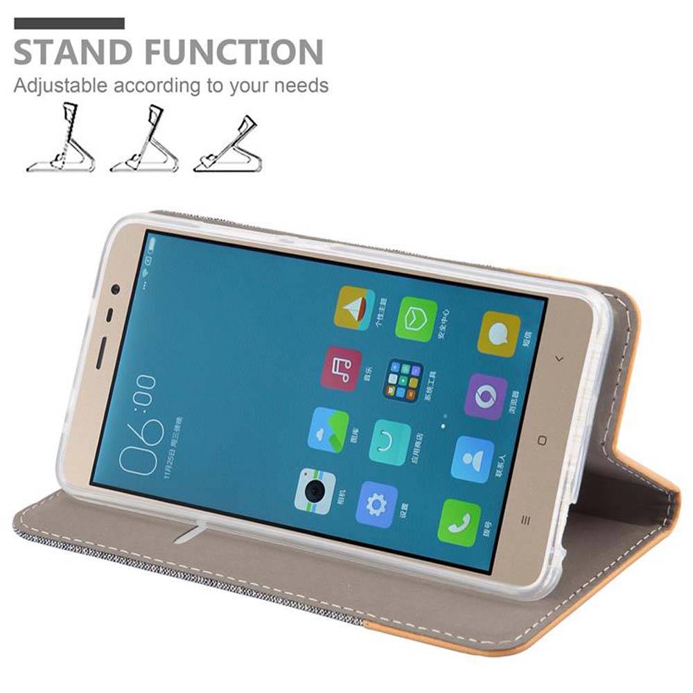 Cadorabo Hülle für Xiaomi RedMi NOTE 3 Schutzhülle in Grau Handy Hülle Etui Book Case Cover