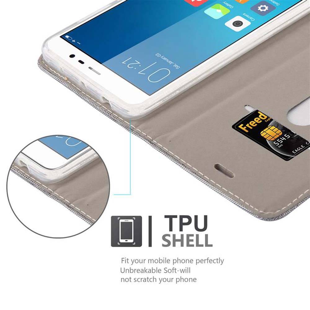 Cadorabo Hülle für Xiaomi RedMi NOTE 4 Schutzhülle in Grau Handy Hülle Etui Book Case Cover