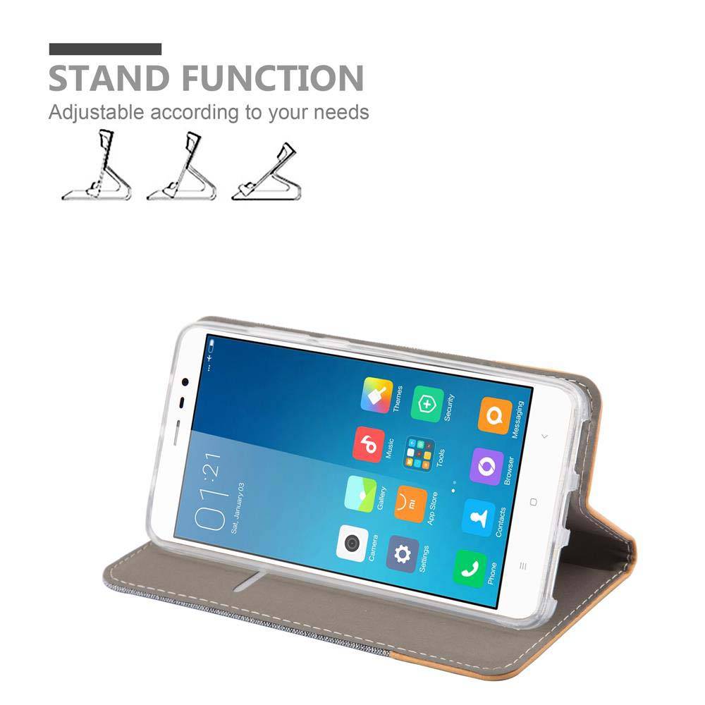 Cadorabo Hülle für Xiaomi RedMi NOTE 4 Schutzhülle in Grau Handy Hülle Etui Book Case Cover