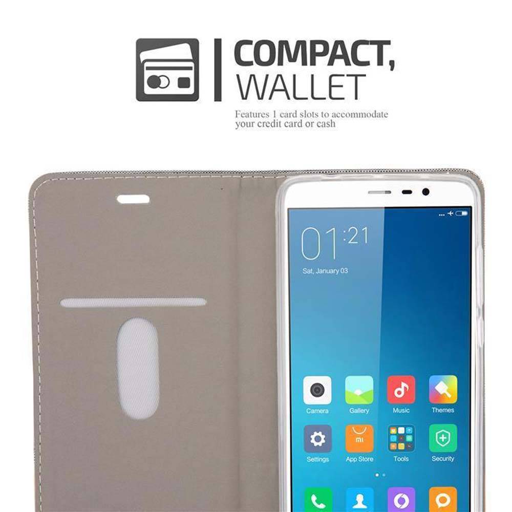 Cadorabo Hülle für Xiaomi RedMi NOTE 4 Schutzhülle in Grau Handy Hülle Etui Book Case Cover
