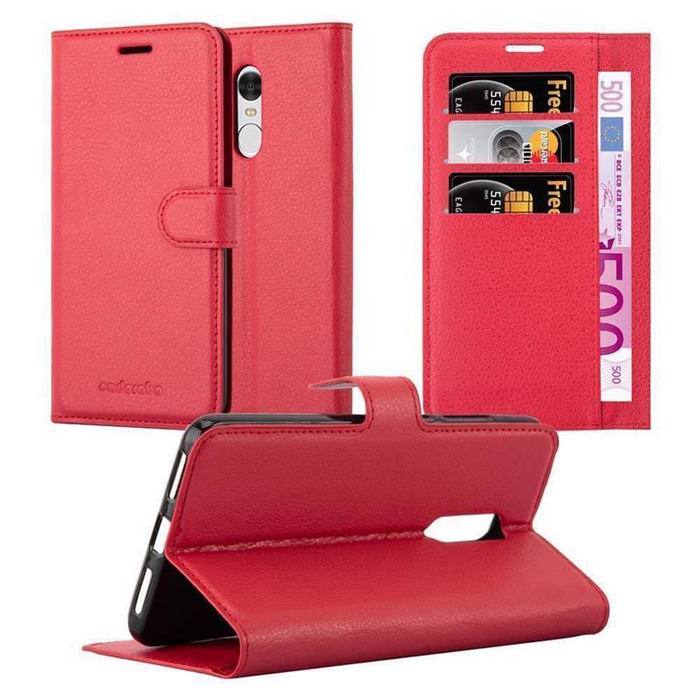 Cadorabo Hülle für Xiaomi RedMi NOTE 4 Schutz Hülle in Rot Handyhülle Etui Case Cover Magnetverschluss