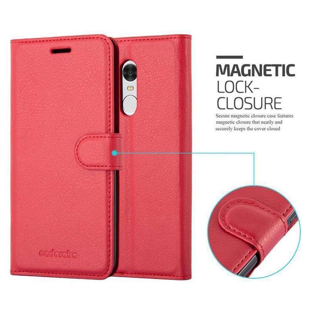 Cadorabo Hülle für Xiaomi RedMi NOTE 4 Schutz Hülle in Rot Handyhülle Etui Case Cover Magnetverschluss