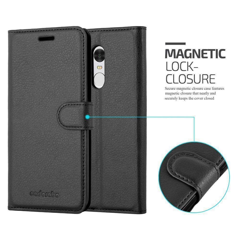 Cadorabo Hülle für Xiaomi RedMi NOTE 4 Schutz Hülle in Schwarz Handyhülle Etui Case Cover Magnetverschluss
