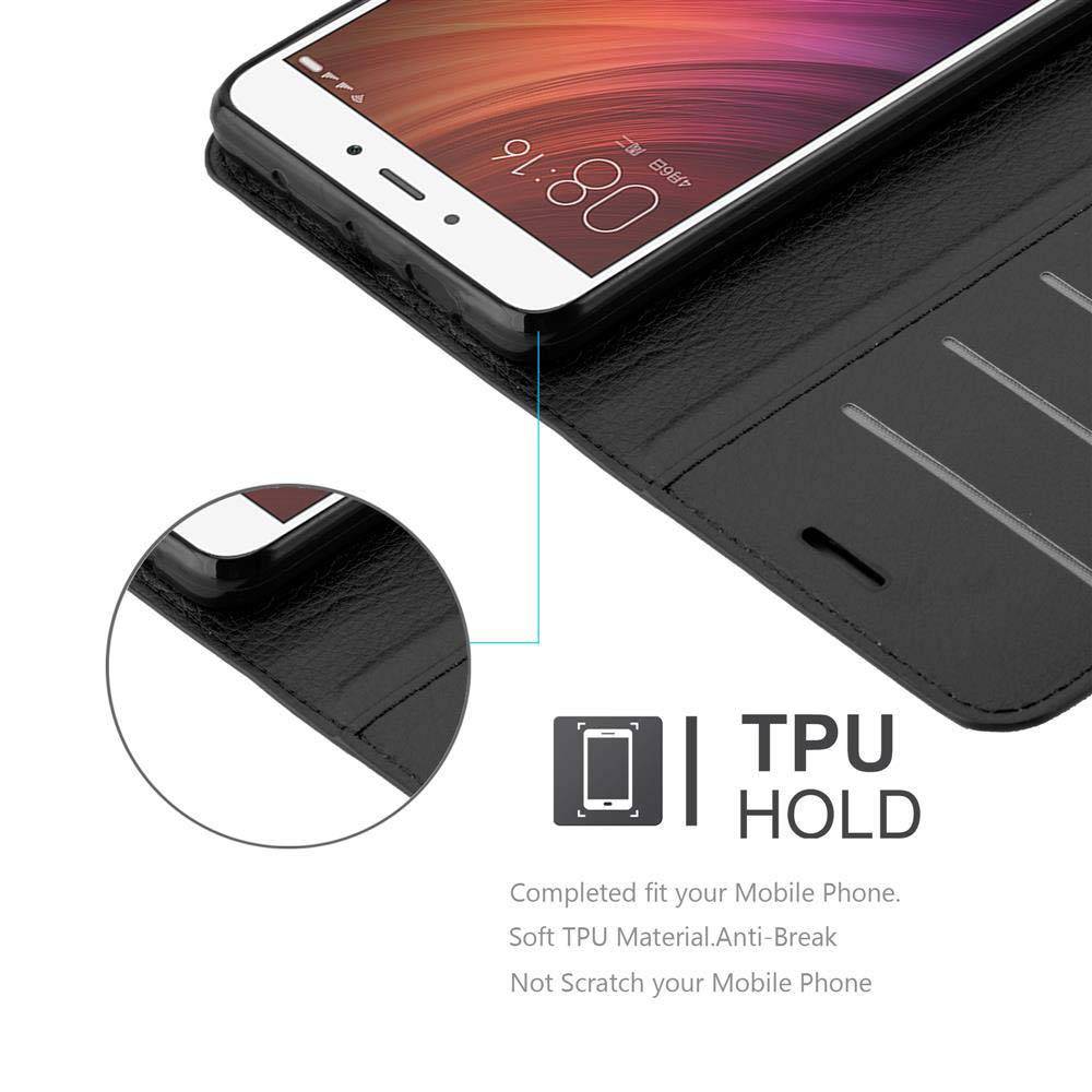 Cadorabo Hülle für Xiaomi RedMi NOTE 4 Schutz Hülle in Schwarz Handyhülle Etui Case Cover Magnetverschluss