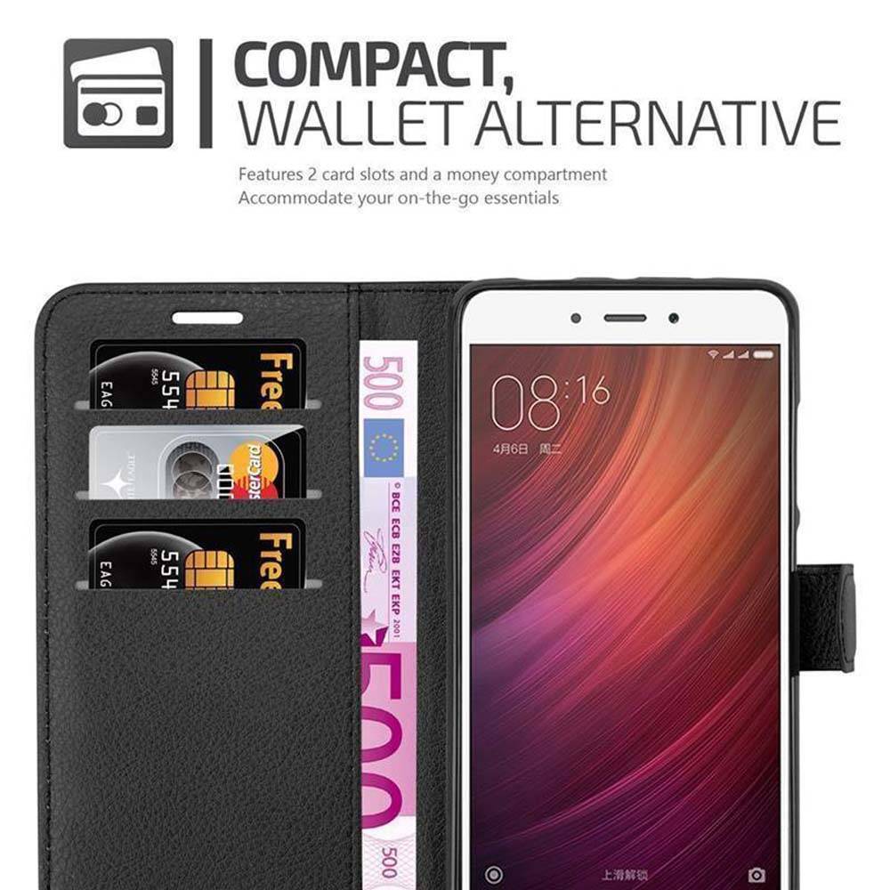 Cadorabo Hülle für Xiaomi RedMi NOTE 4 Schutz Hülle in Schwarz Handyhülle Etui Case Cover Magnetverschluss