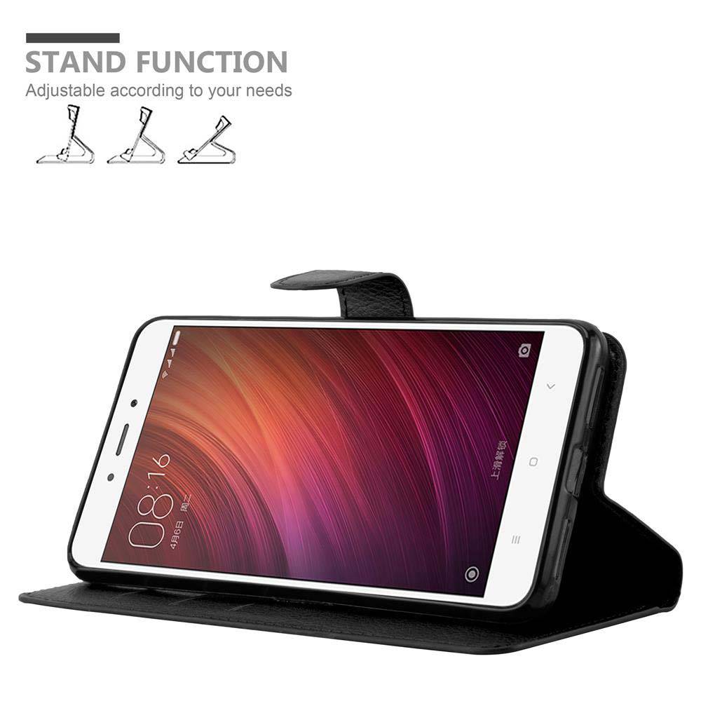 Cadorabo Hülle für Xiaomi RedMi NOTE 4 Schutz Hülle in Schwarz Handyhülle Etui Case Cover Magnetverschluss