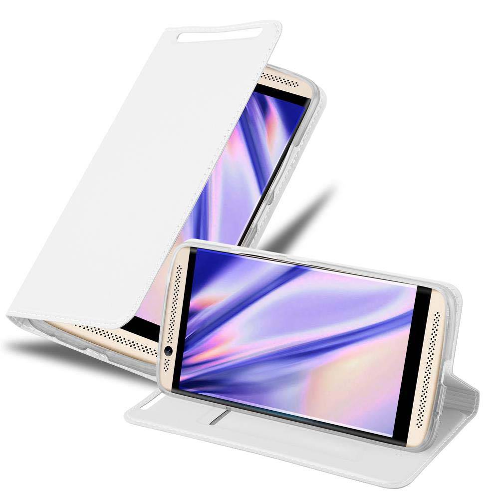 Cadorabo Handyhülle für ZTE Axon 7 Schutz Hülle in Silber Cover Etui Book Case Booklet