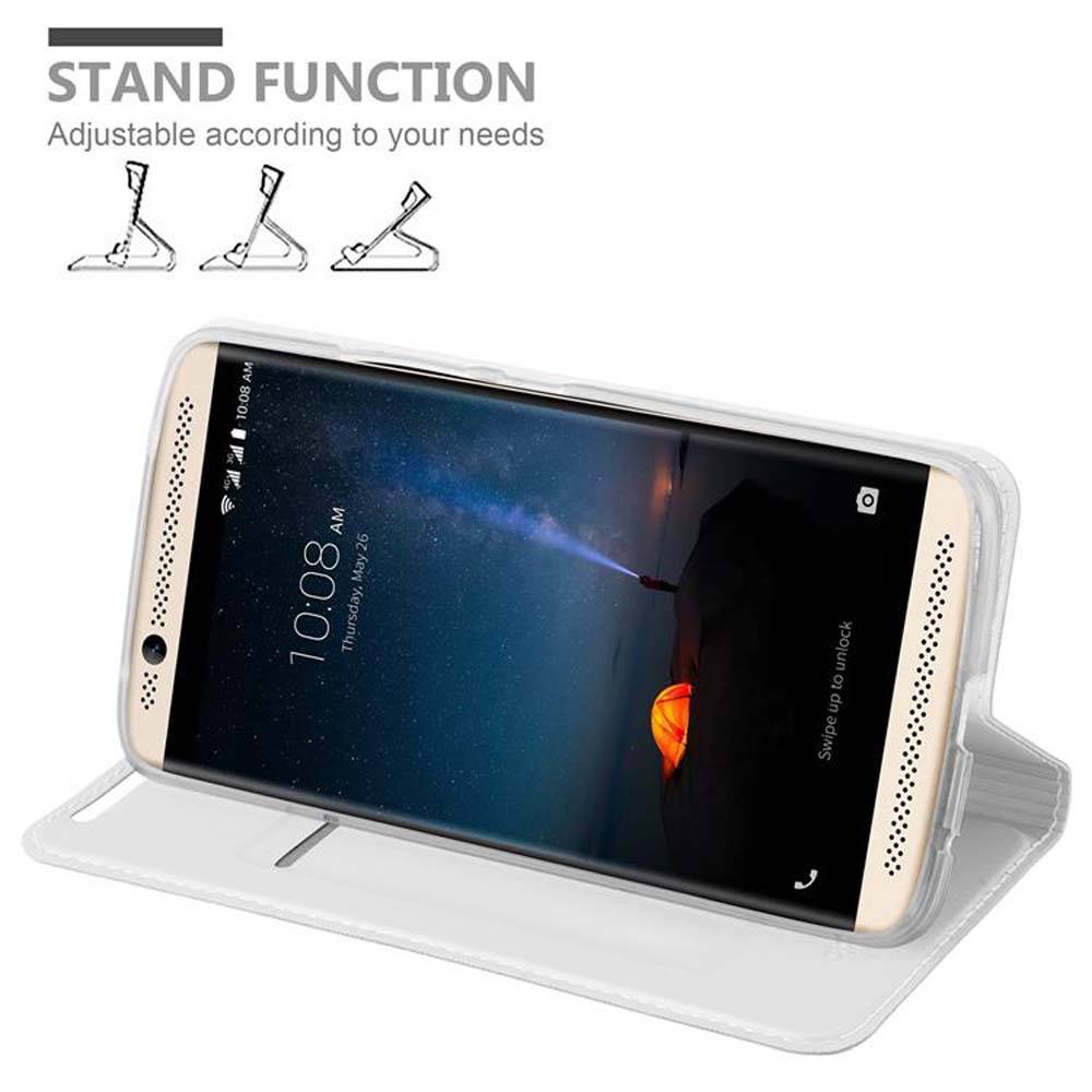 Cadorabo Handyhülle für ZTE Axon 7 Schutz Hülle in Silber Cover Etui Book Case Booklet
