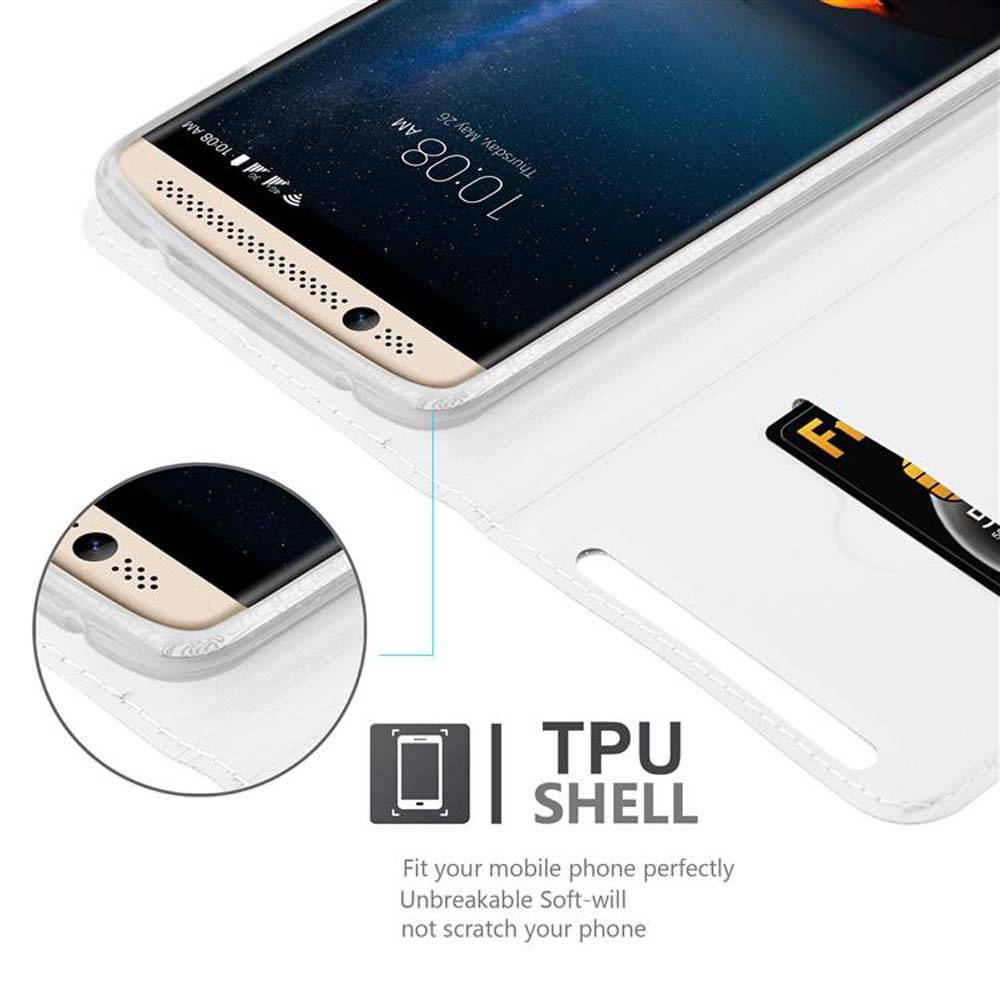 Cadorabo Handyhülle für ZTE Axon 7 Schutz Hülle in Silber Cover Etui Book Case Booklet