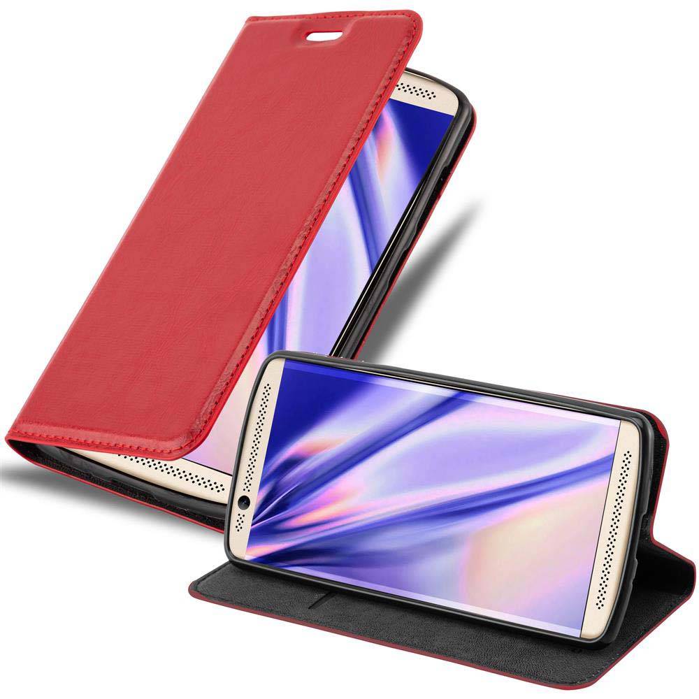Cadorabo Hülle für ZTE Axon 7 MINI Schutz Hülle in Rot Handyhülle Etui Case Cover Magnetverschluss