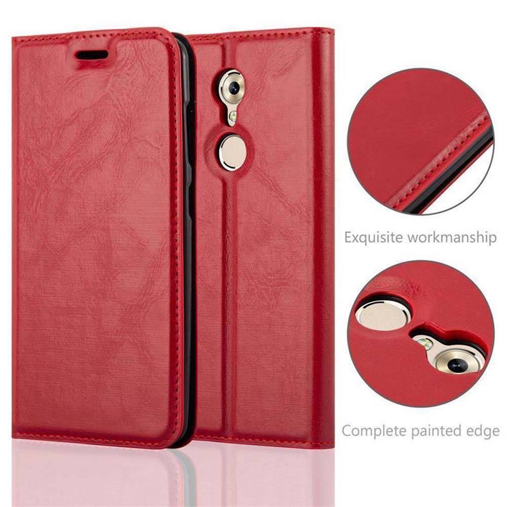 Cadorabo Hülle für ZTE Axon 7 MINI Schutz Hülle in Rot Handyhülle Etui Case Cover Magnetverschluss
