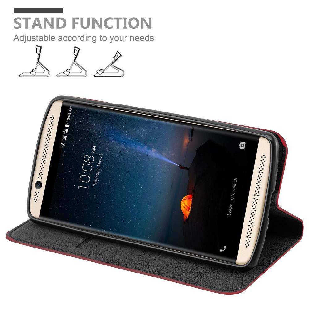 Cadorabo Hülle für ZTE Axon 7 MINI Schutz Hülle in Rot Handyhülle Etui Case Cover Magnetverschluss