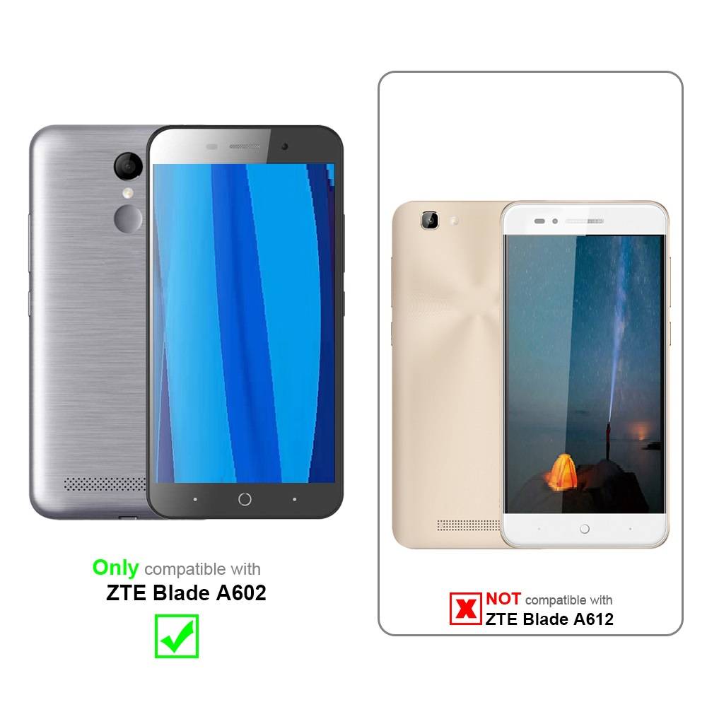 Cadorabo Hülle für ZTE Blade A602 Schutz Hülle in Schwarz Handyhülle Etui Case Cover Magnetverschluss