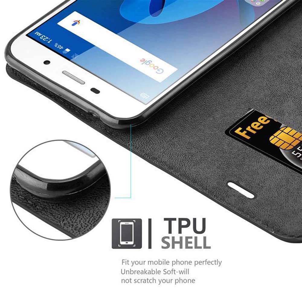 Cadorabo Hülle für ZTE Blade A602 Schutz Hülle in Schwarz Handyhülle Etui Case Cover Magnetverschluss