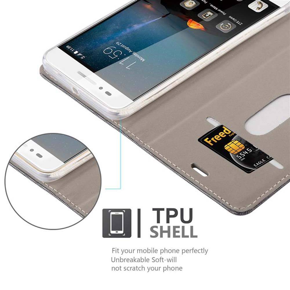 Cadorabo Hülle für ZTE Blade A612 Schutzhülle in Grau Handy Hülle Etui Book Case Cover
