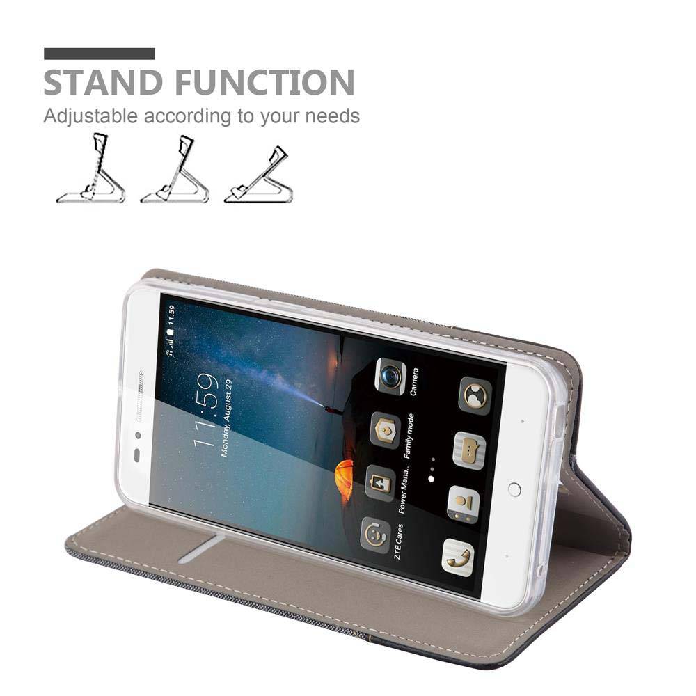Cadorabo Hülle für ZTE Blade A612 Schutzhülle in Grau Handy Hülle Etui Book Case Cover