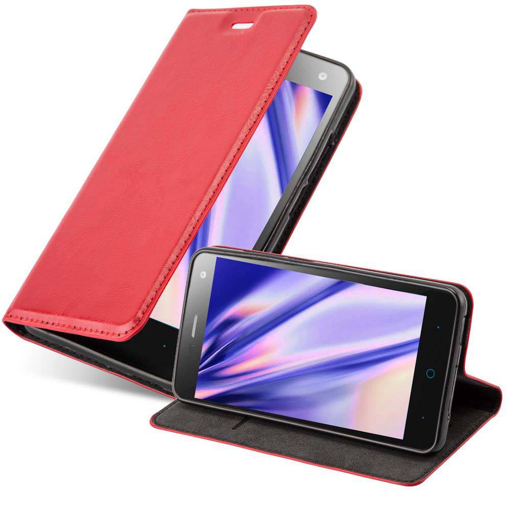 Cadorabo Hülle für ZTE Blade L3 Schutz Hülle in Rot Handyhülle Etui Case Cover Magnetverschluss