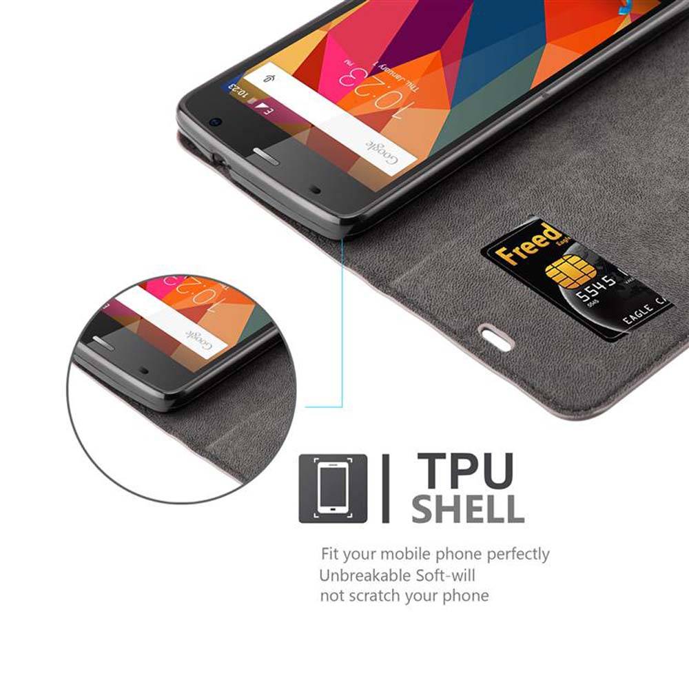 Cadorabo Hülle für ZTE Blade L5 PLUS Schutz Hülle in Braun Handyhülle Etui Case Cover Magnetverschluss