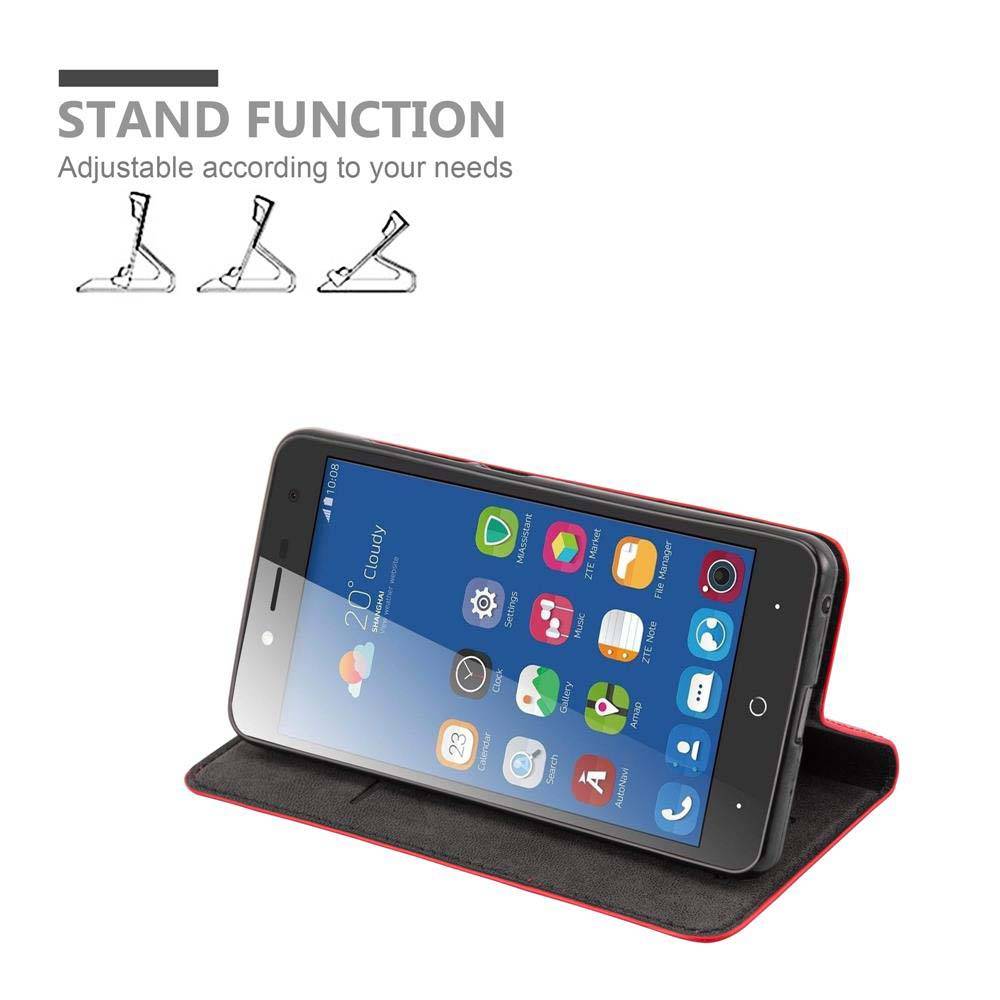 Cadorabo Hülle für ZTE Blade L7 Schutz Hülle in Rot Handyhülle Etui Case Cover Magnetverschluss