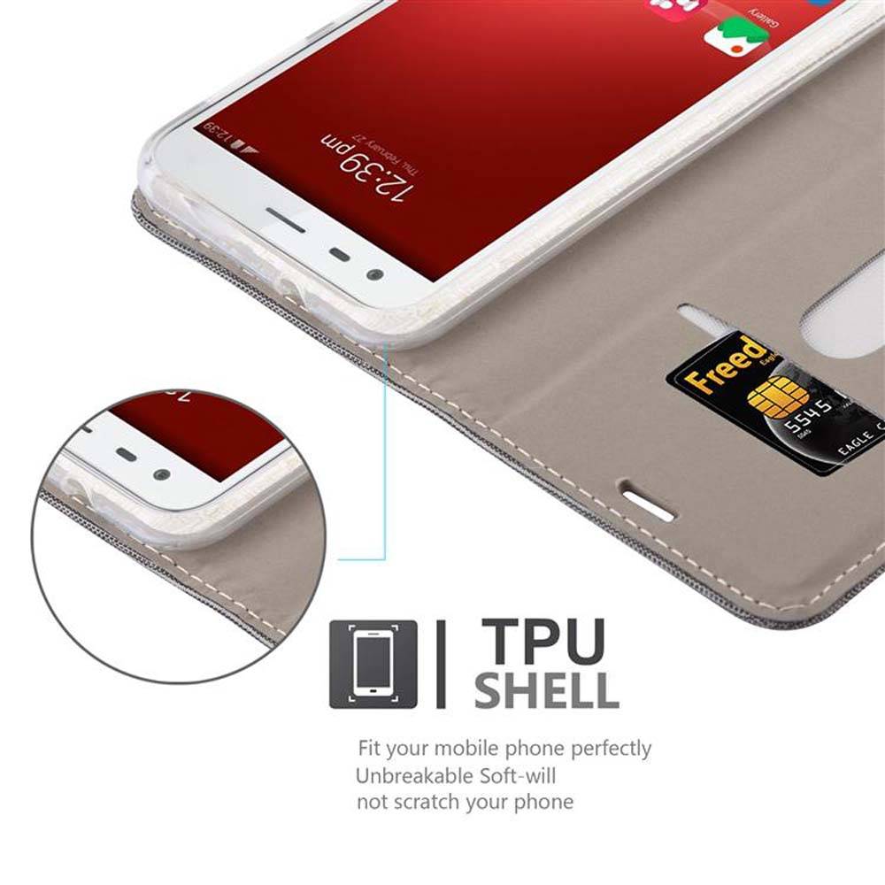 Cadorabo Hülle für ZTE Blade S6 Schutzhülle in Grau Handy Hülle Etui Book Case Cover