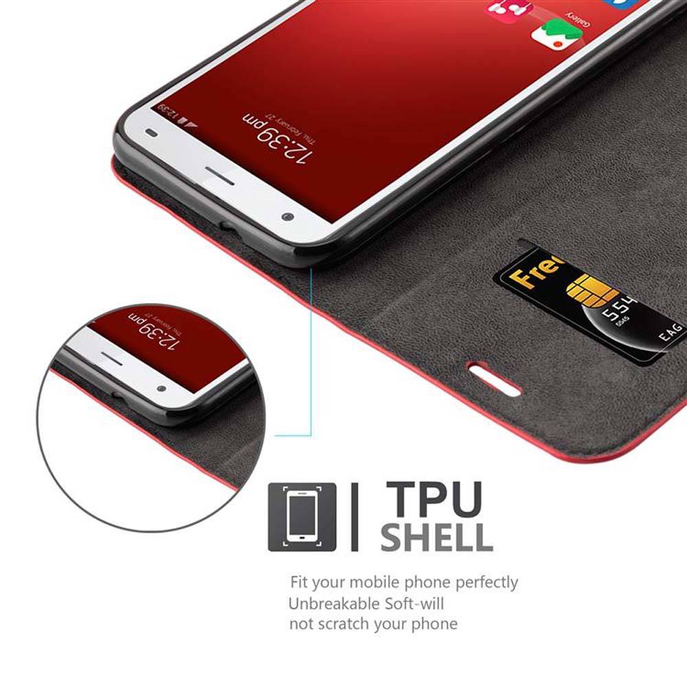 Cadorabo Hülle für ZTE Blade S6 Schutz Hülle in Rot Handyhülle Etui Case Cover Magnetverschluss