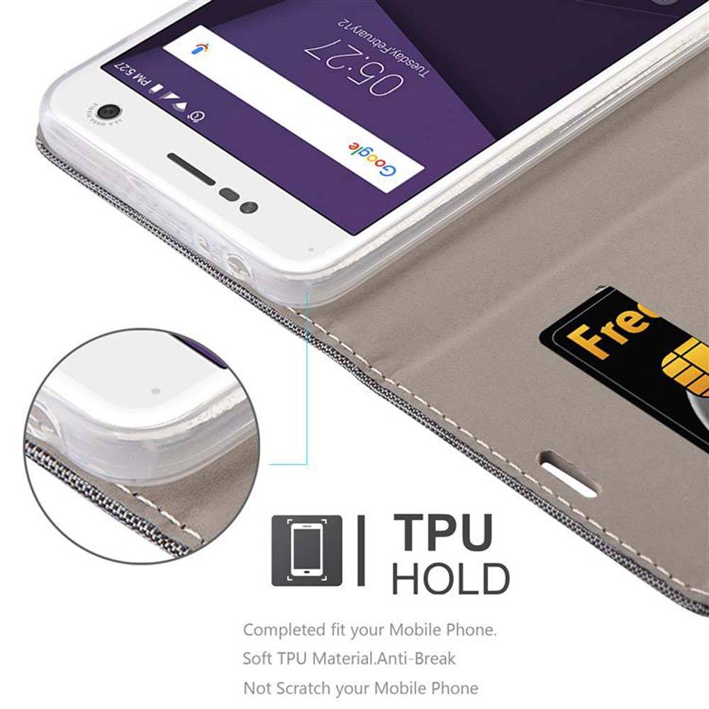 Cadorabo Hülle für ZTE Blade V8 Schutzhülle in Grau Handy Hülle Etui Book Case Cover