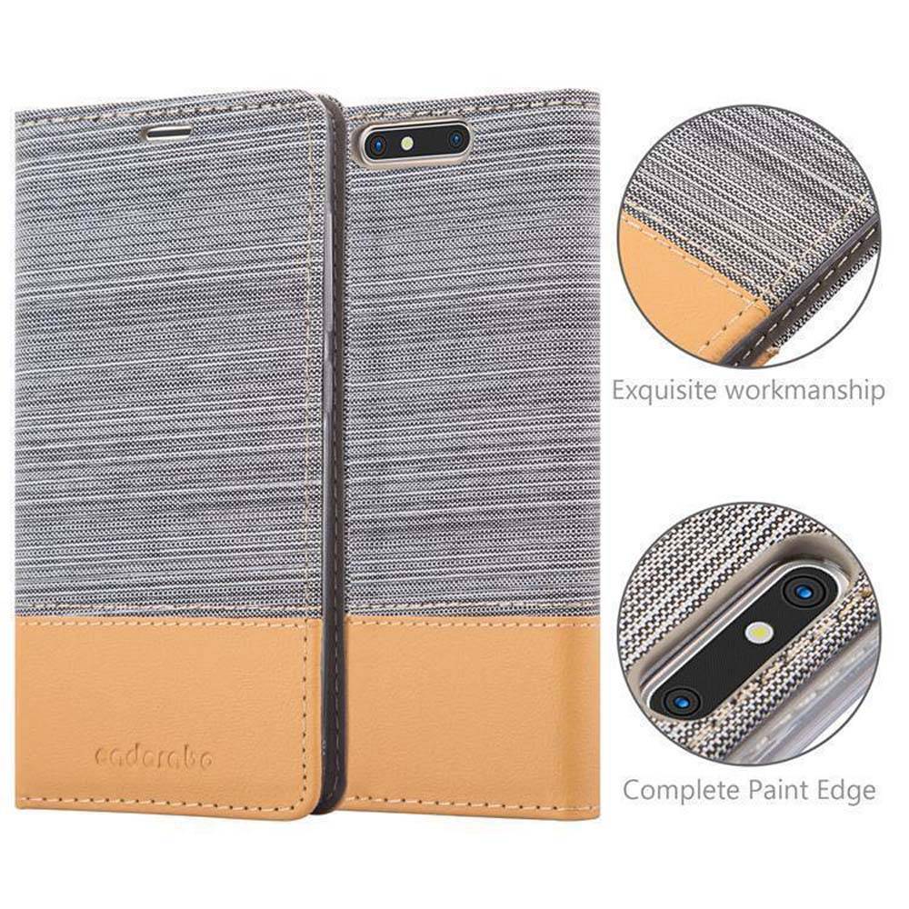 Cadorabo Hülle für ZTE Blade V8 Schutzhülle in Grau Handy Hülle Etui Book Case Cover