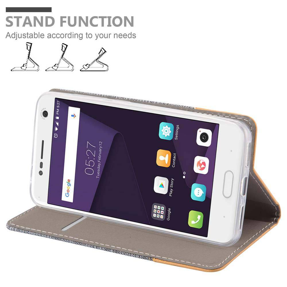 Cadorabo Hülle für ZTE Blade V8 Schutzhülle in Grau Handy Hülle Etui Book Case Cover