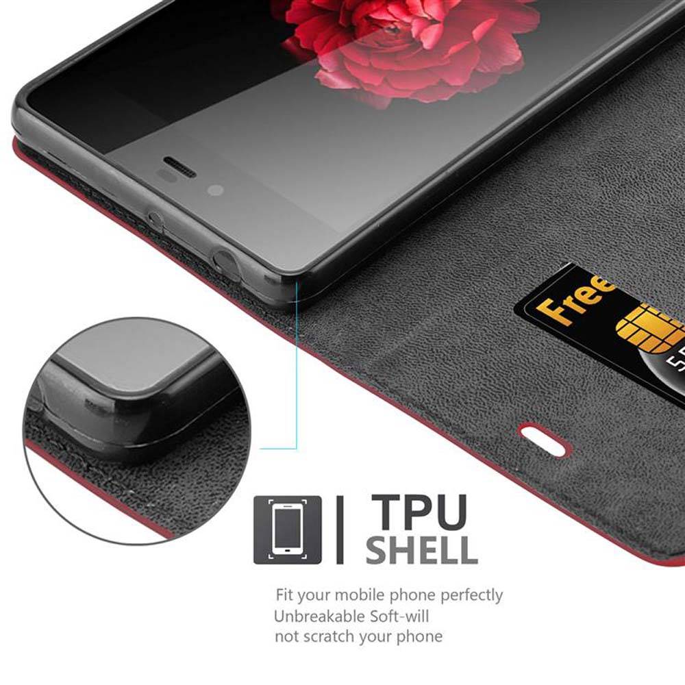 Cadorabo Hülle für ZTE Nubia Z9 MAX Schutz Hülle in Rot Handyhülle Etui Case Cover Magnetverschluss