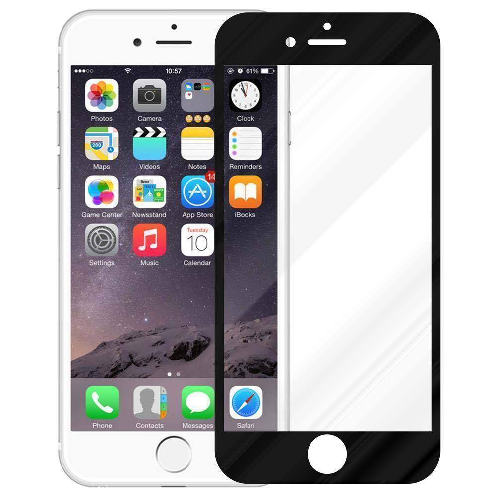 Cadorabo Panzerfolie für Apple iPhone 6 / iPhone 6S Schutzfolie in Schwarz Vollbild Folie Tempered Display Schutzglas