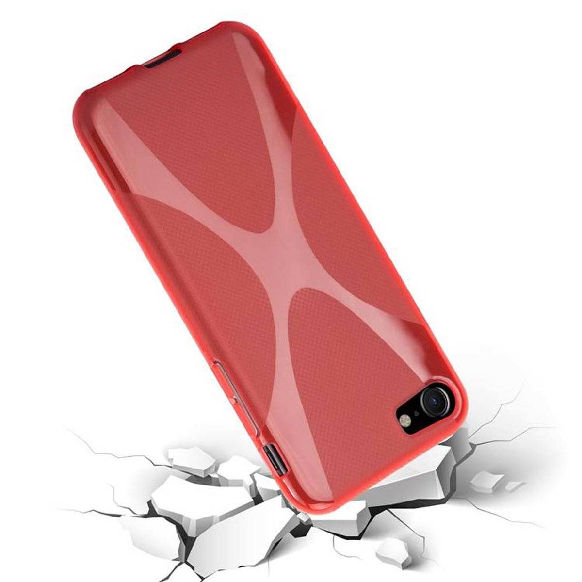Flexible TPU Silikon Handy Schutzhülle - Hülle - ultra slim, inferno rot, für Apple iPhone 7 / 7S / 8 / SE 2020