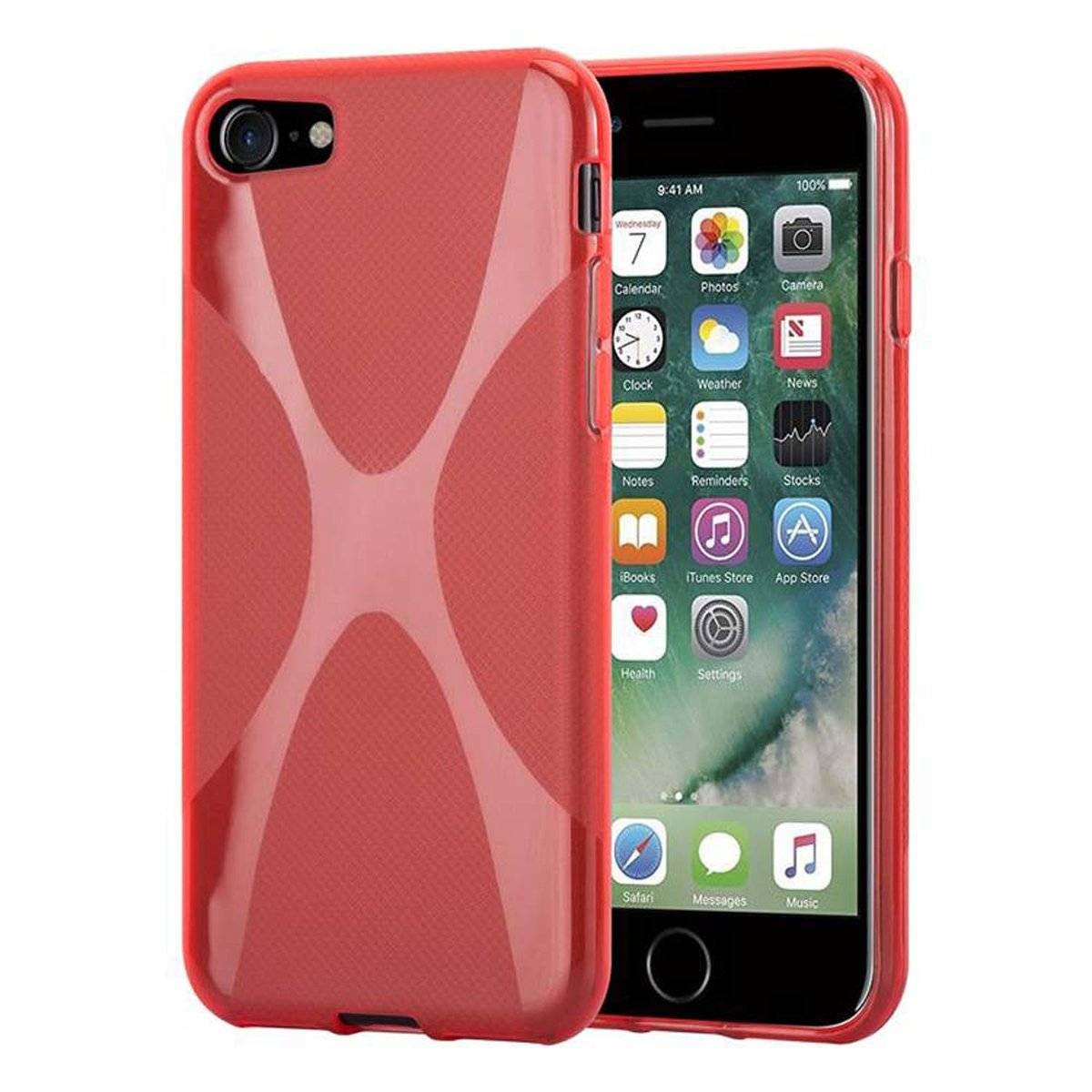 Flexible TPU Silikon Handy Schutzhülle - Hülle - ultra slim, inferno rot, für Apple iPhone 7 / 7S / 8 / SE 2020