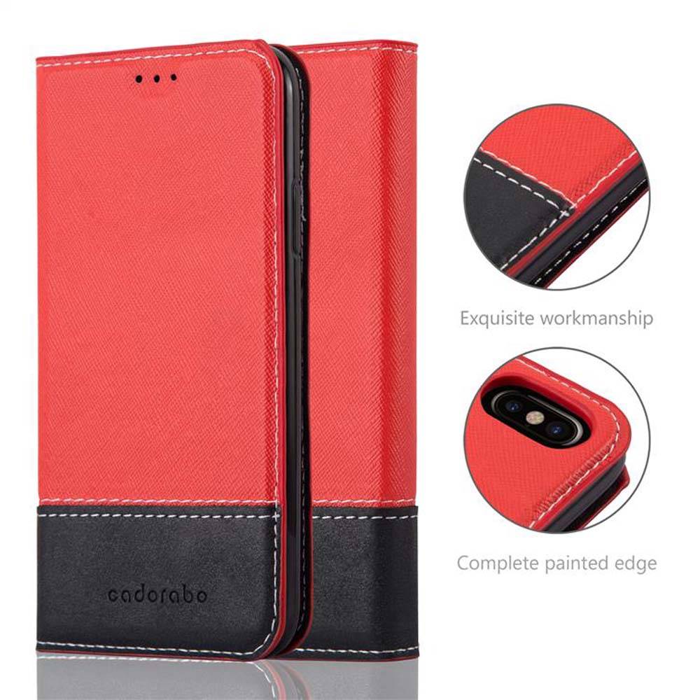 Cadorabo Hülle für Apple iPhone X / XS Schutzhülle in Rot SHandyhülle Book Case Etui Kunstleder