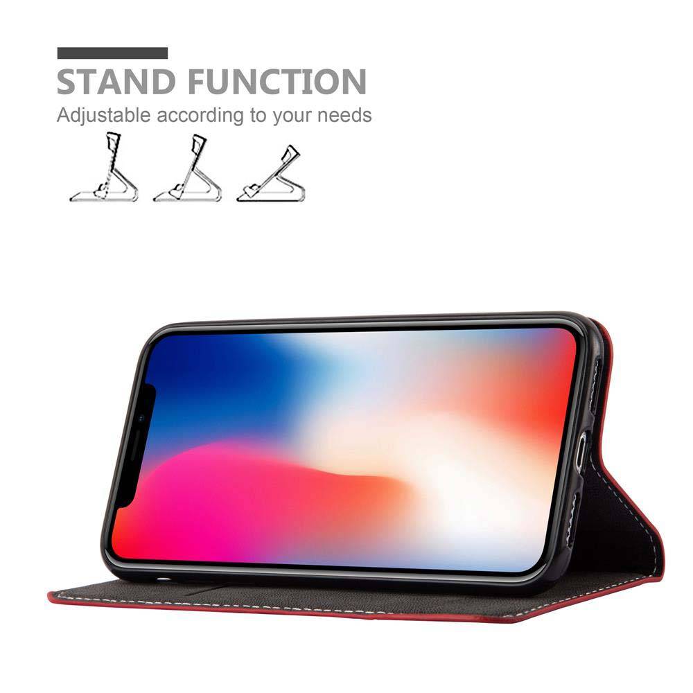 Cadorabo Hülle für Apple iPhone X / XS Schutzhülle in Rot SHandyhülle Book Case Etui Kunstleder