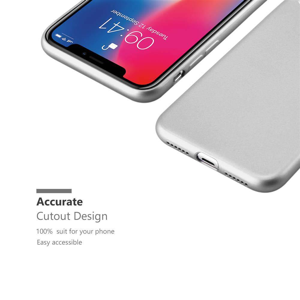Cadorabo Schutzhülle für Apple iPhone X / XS Hülle in Silber Handyhülle TPU Silikon Etui Cover Case