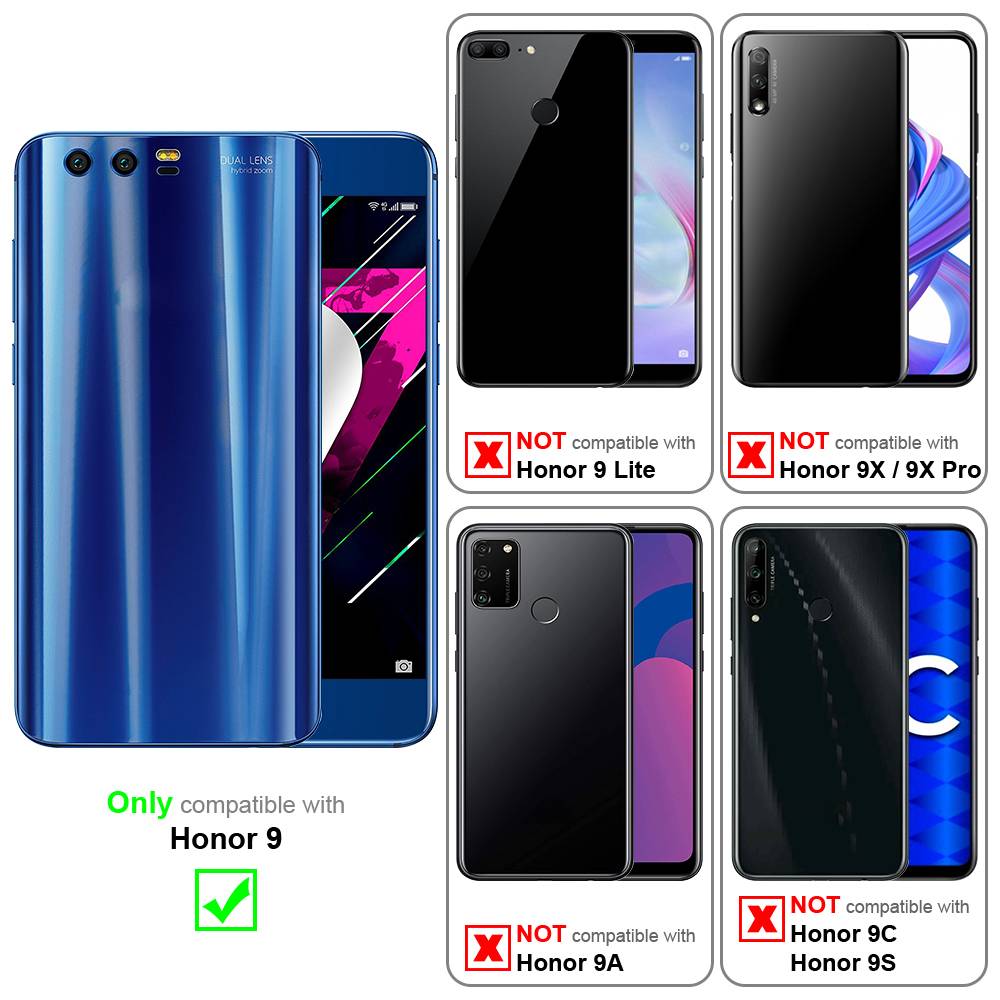 Cadorabo Panzerfolie für Honor 9 Schutzfolie in Schwarz Vollbild Folie Tempered Display Schutzglas