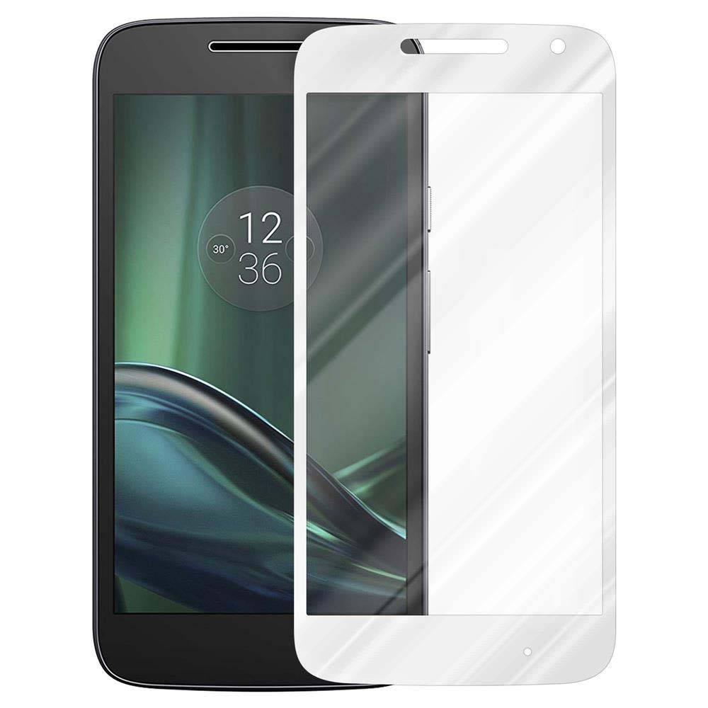 Cadorabo Panzerfolie für Motorola MOTO G4 PLAY Schutzfolie in Weiß Vollbild Folie Tempered Display Schutzglas